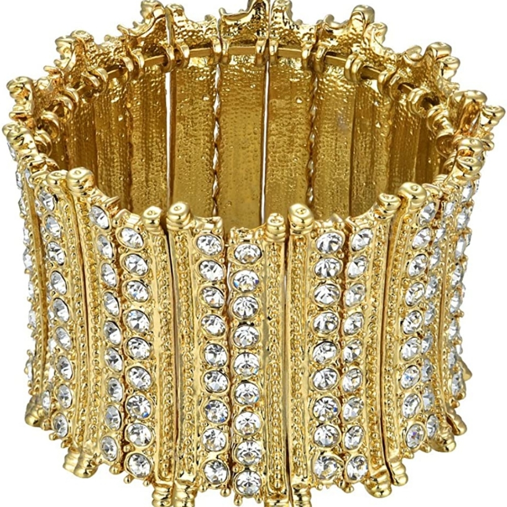 Crystal Wide Stretch Bangle Bracelet